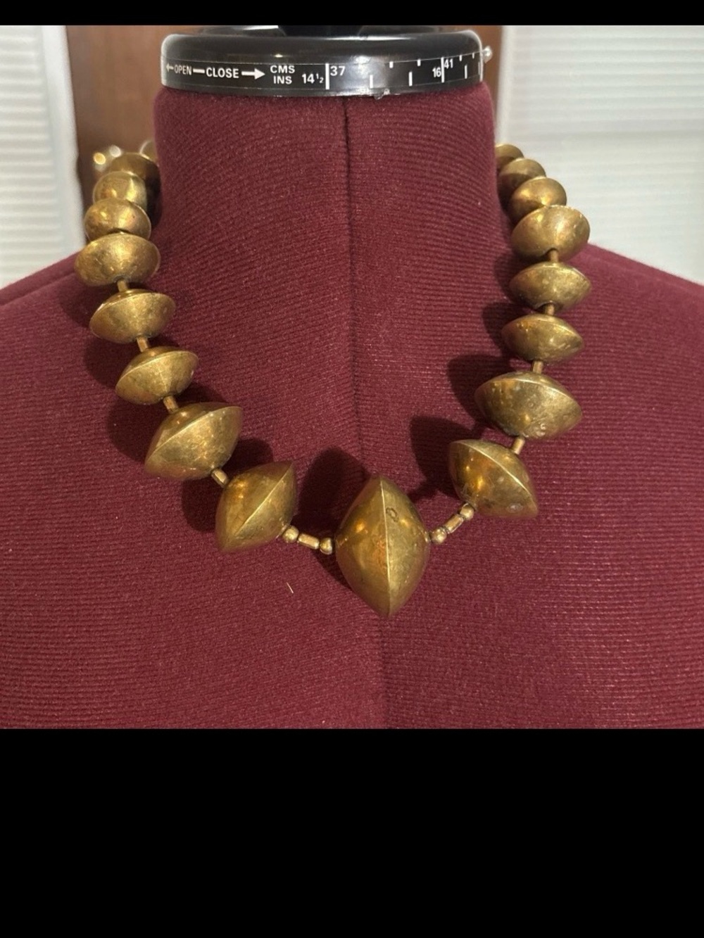 Vintage Brass Mali Large Hollow Bicone Beads Necklace